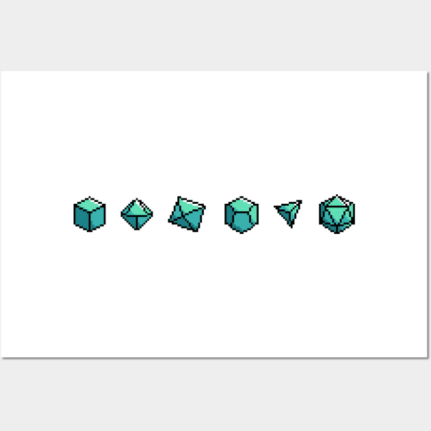 Pixel Art D20 Gems Roleplaying Dice Set D&D Wall Art by RetroGeek